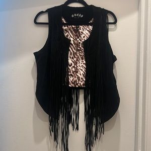 Suede fringed vest